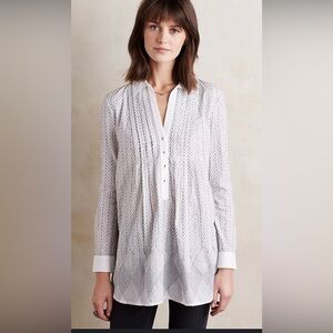 Anthropologie White and Black Tunic Top